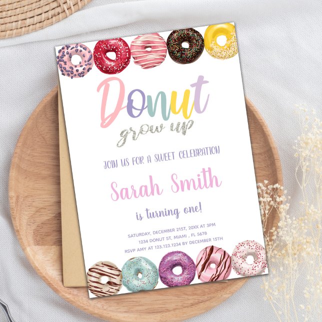 Yellow Donut Birthday Invitation (Yellow Donut Invitations)