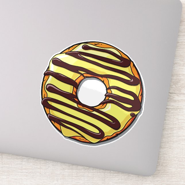 Yellow Donut, Doughnut, Chocolate, Icing, Frosting Sticker (Detail)