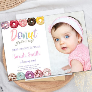 Yellow Donut Invitations with photo