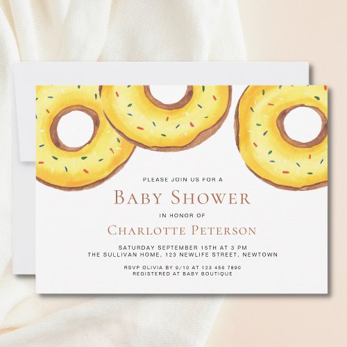 Yellow Donuts Gender_Neutral Baby Shower Invitation