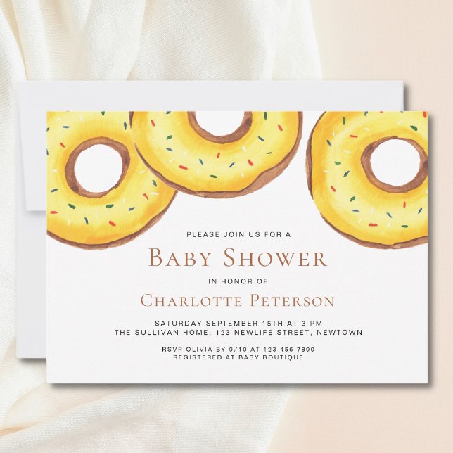 Yellow Donuts Gender-Neutral Baby Shower Invitation (Creator Uploaded)