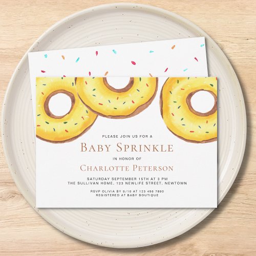 Yellow Donuts Gender_Neutral Baby Sprinkle Invitation