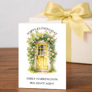 Yellow Door Watercolor Closing Real Estate Agent Card