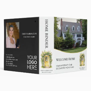 Yellow Door Watercolor Home Real Estate Agent 3 Ring Binder