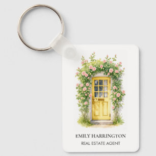 Yellow Door Watercolor Logo Real Estate Agent Keychain