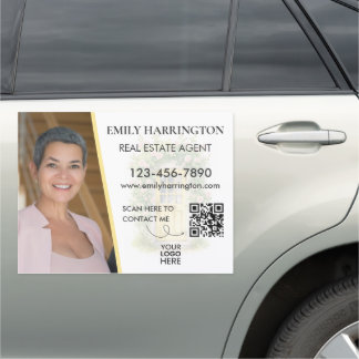 Yellow Door Watercolor Photo Real Estate Agent Car Magnet
