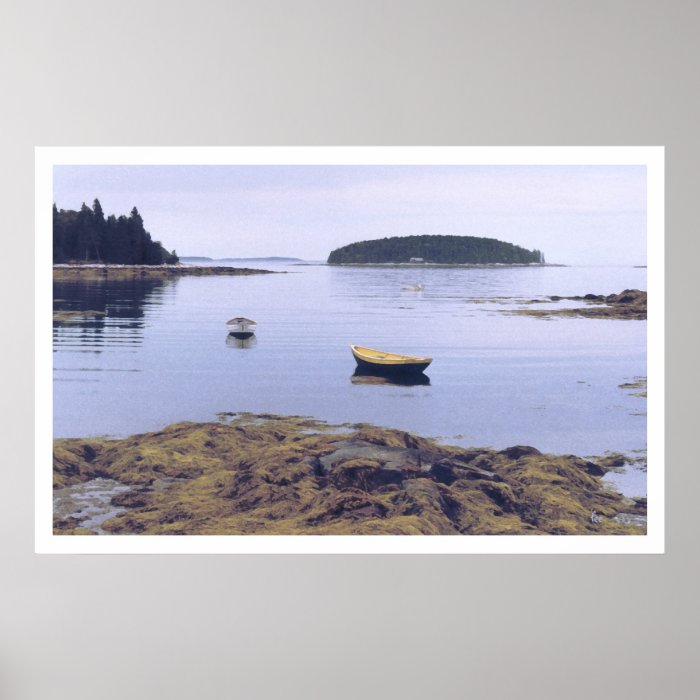 Yellow Dory Maine Fishing Boat Poster