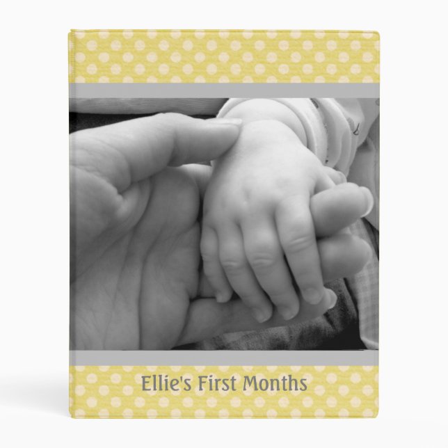 Yellow Dot Baby Book Avery Mini Binder (Front)