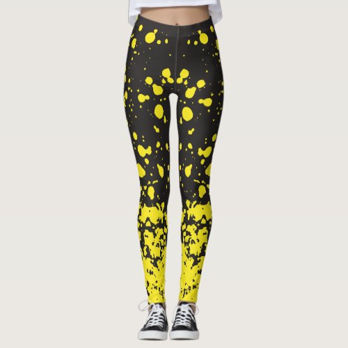 Yellow Doted Elegant Women Leggings