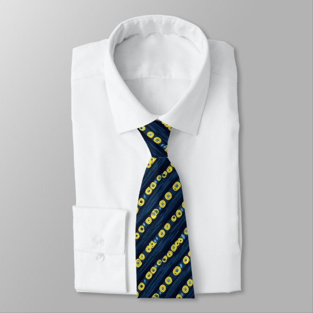 Yellow Dots Abstract Pattern Neck Tie (Tied)