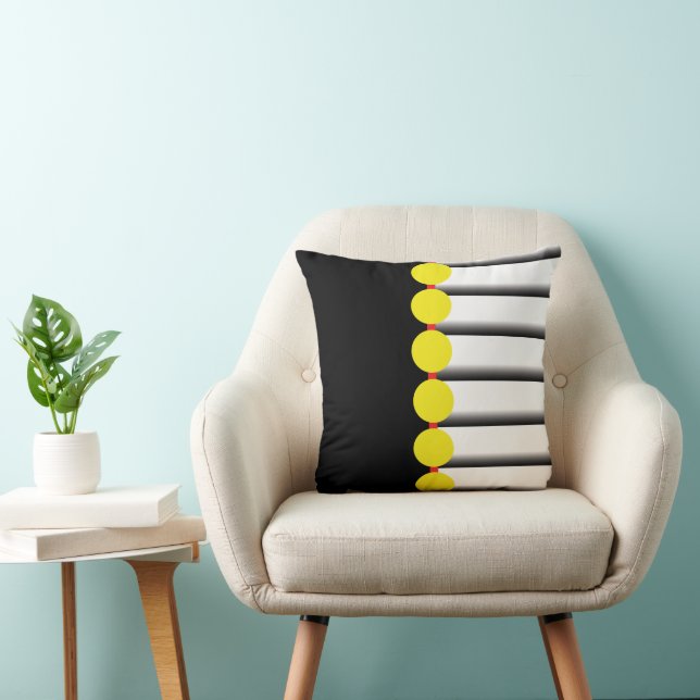 Yellow Dots and Gray Throw Pillow (Chair)
