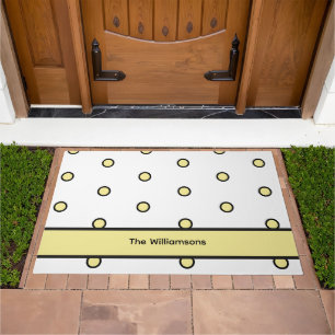 Yellow Dots Black Outline Pattern Personaliz Doormat