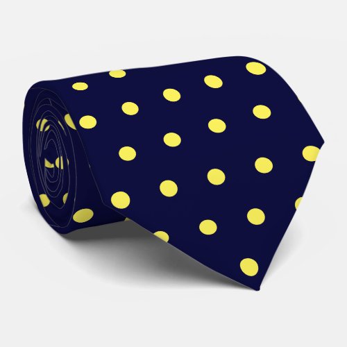 yellow dots blue  neck tie