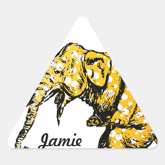 Yellow Dots Circus Biking Elephant Sticker (Front)