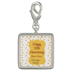 yellow dots glitter happy 30th anniversary wedding charm