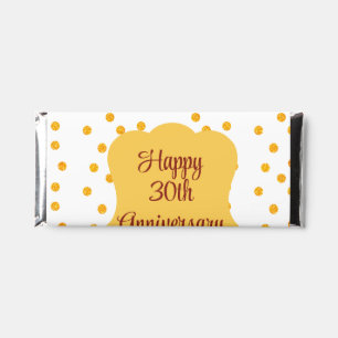 yellow dots glitter happy 30th anniversary wedding hershey bar favors