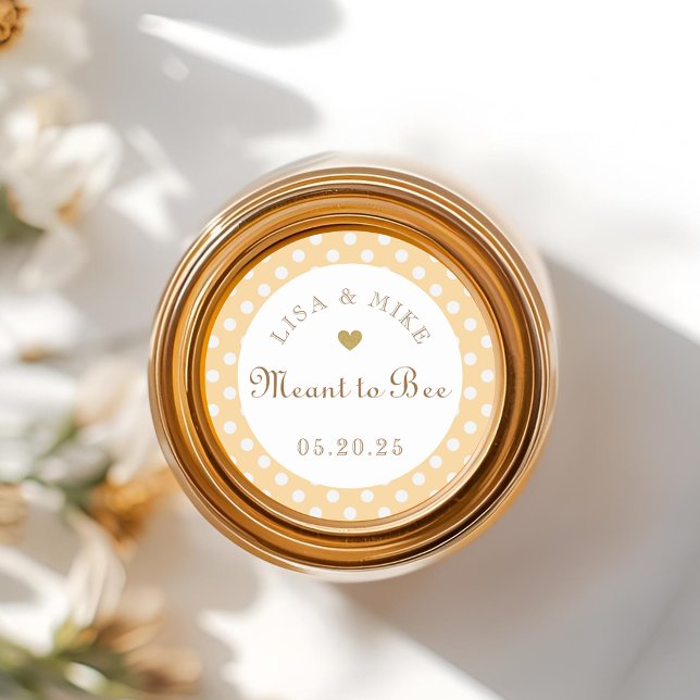 Yellow Dots Meant to Bee Honey Wedding Favor Classic Round Sticker (Creator Uploaded)