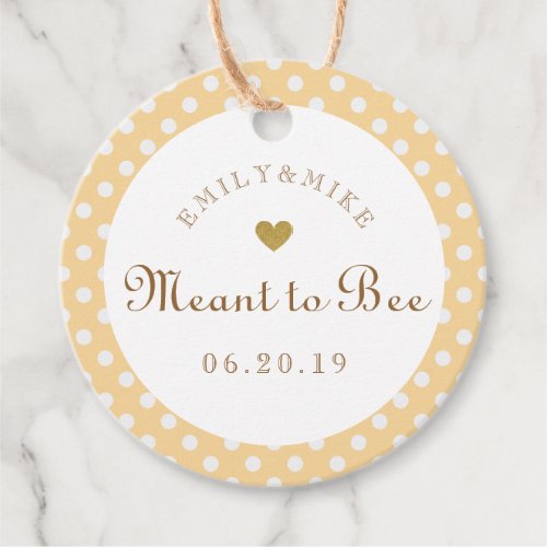 Yellow Dots Meant to Bee Honey Wedding Round Favor Tags