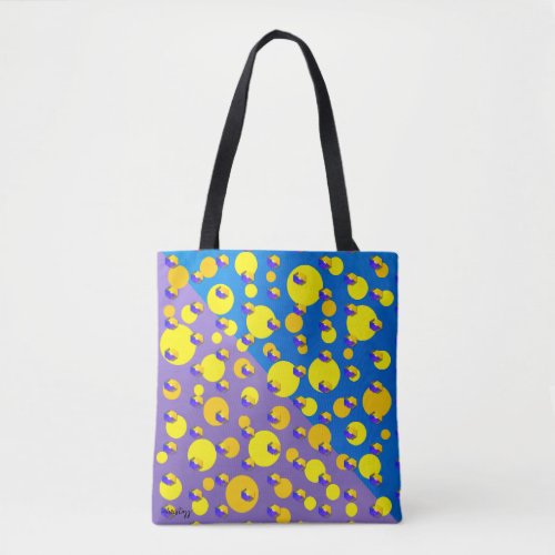 Yellow Dots on Blue and Purple Backround Tote Bag