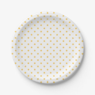 Yellow Dots White Party Minimalist Paper Plates