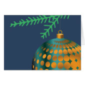 Yellow Dots Xmas Ball Ornament on Blue (Front Horizontal)