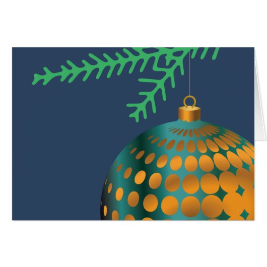 Yellow Dots Xmas Ball Ornament on Blue (Front Horizontal)