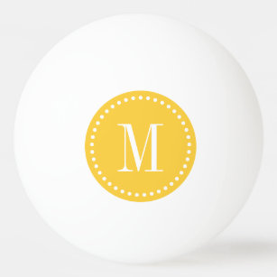 Yellow Dotted Circle Monogram Personalized Ping-Pong Ball