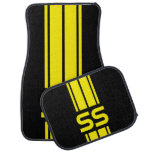 Yellow Double Race Stripes | Personalize Car Mat at Zazzle