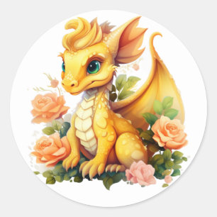 Yellow Dragon Classic Round Sticker