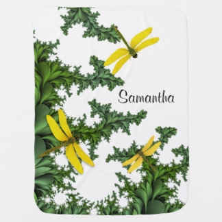 Yellow Dragonflies Baby Blanket