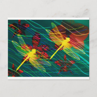 Yellow Dragonflies Colours Postcard