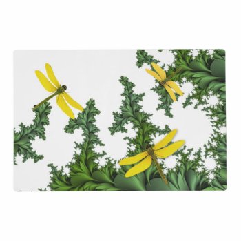Yellow Dragonflies Laminated Placemat by Mousefx at Zazzle