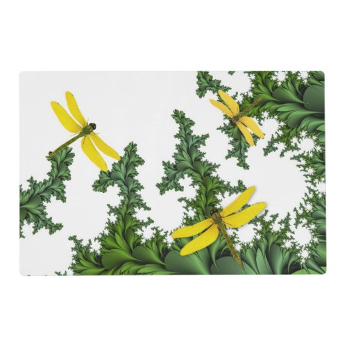Yellow Dragonflies Laminated Placemat