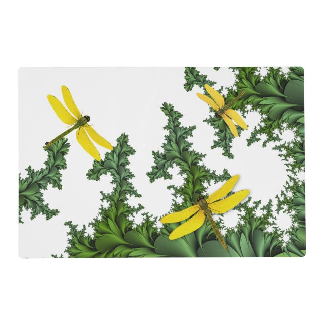 Yellow Dragonflies Laminated Placemat (Front)