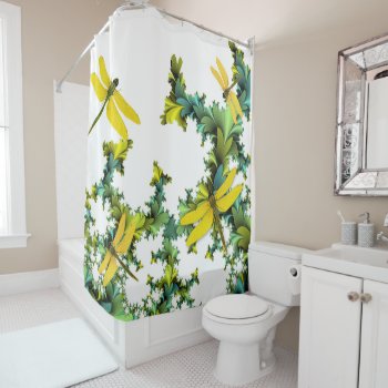 Yellow Dragonflies Shower Curtain by Mousefx at Zazzle