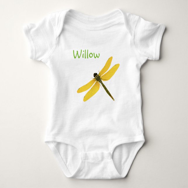 Yellow Dragonfly Custom Name Bodysuit (Front)
