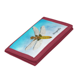 TOFRIMADE Personalzied Name Wallet Dragonfly Wallet Small Leather Wallet  for Women Cash Wallet Envelope System Wallet Inserts for Credit Cards Men