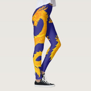 Yellow Dragons Personalize Background Color Leggings by WRAPPED_TOO_TIGHT at Zazzle