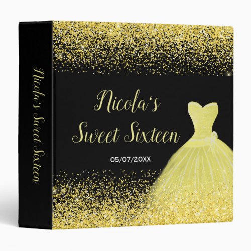 Yellow Dress Faux Glitter Sweet 16 Photo Album