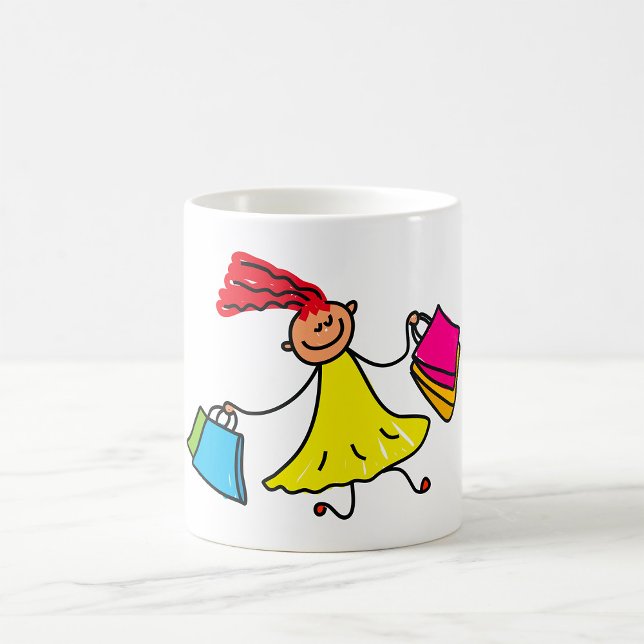 Yellow Dress Happy Girl Shopping Coffee Mug (Creator Uploaded)
