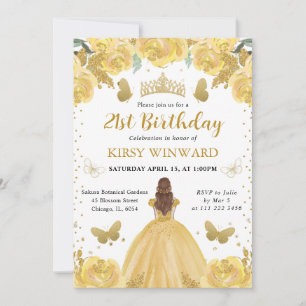 Yellow Dress Red Hair Princess Birthday Invitation