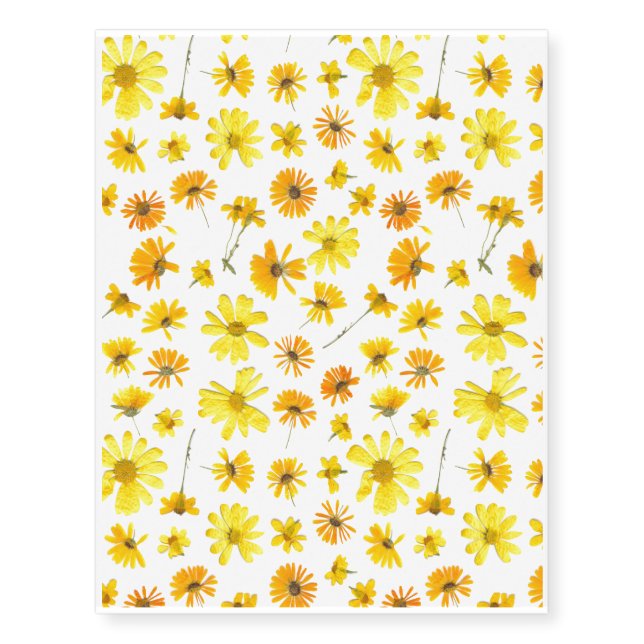 Yellow Dried Flowers - Temporary Tattoos (Front)