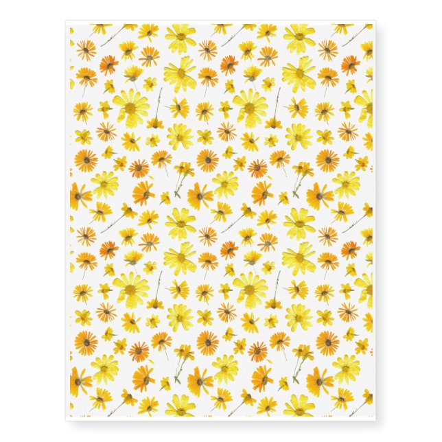 Yellow Dried Flowers - Temporary Tattoos (Front)