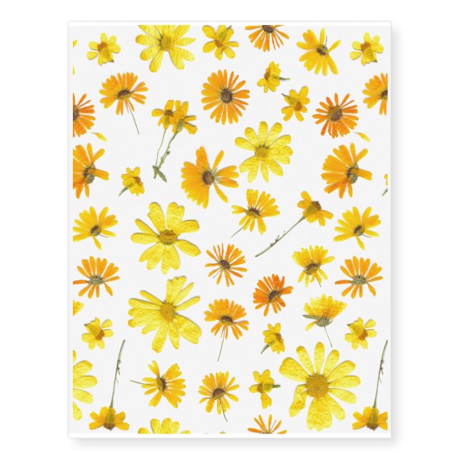 Yellow Dried Flowers - Temporary Tattoos (Front)