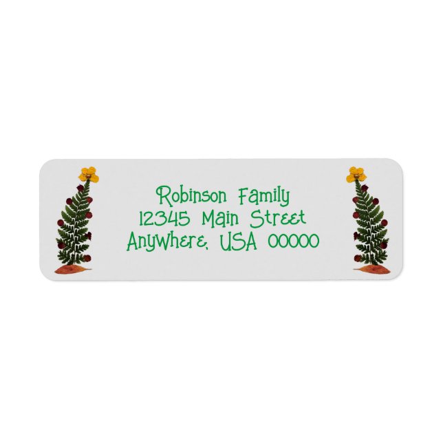Yellow Dried Press Flower Christmas Tree Label (Front)