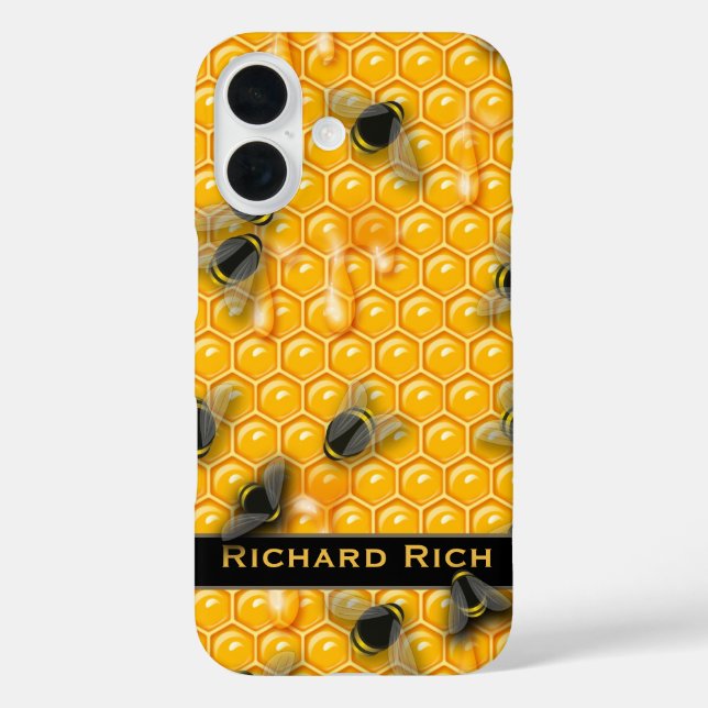 Yellow Dripping Honeycomb Bee Art Case-Mate iPhone Case (Back)
