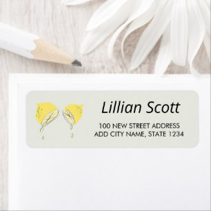 Yellow dripping lemon slices label