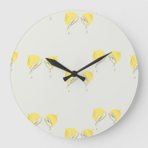 Yellow dripping lemon slices large clock
