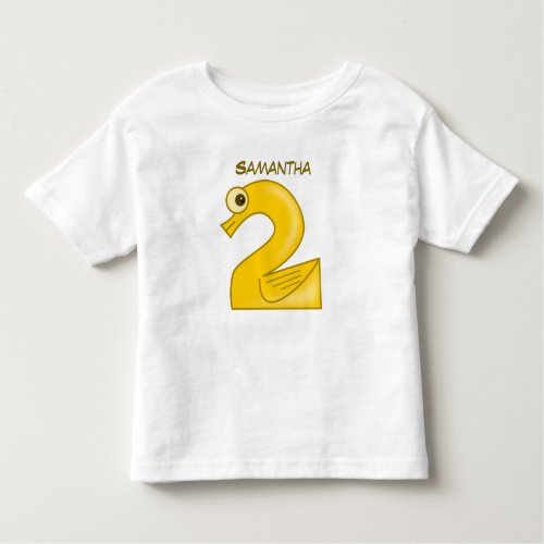 Yellow Duck 2nd Birthday Name Beautiful Toddler T_shirt