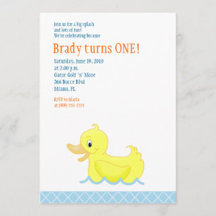 Yellow Duck 5x7 Birthday Invitation
